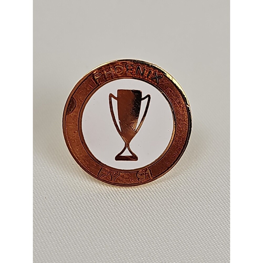 Vintage PHOENIX FY 91 Employee Recognition Award Trophy Lapel Pin Gold Tone